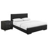 Camden Isle Hindes Upholstered Platform Bed in Black Full with 1 Nightstand