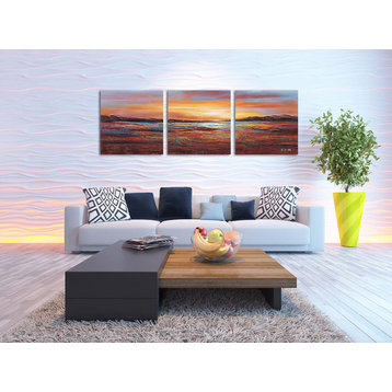 "Sunset Dreams I" Hand Painted Canvas Art, 60"x20"