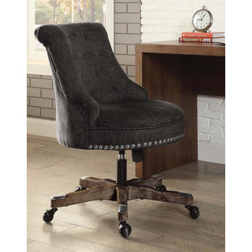 Sinclair Office Chair Charcoal Gray, Washed Wood Base, 23W X 27D X 35-39.5H