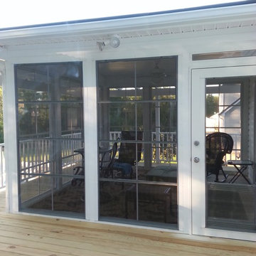 Clemmons, NC Eze Breeze Window Room with Double White Aluminum Pergolas.
