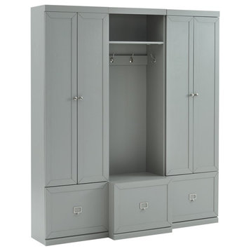 Crosley Furniture Harper 3 Piece Modern Wooden Entryway Storage Set in Gray