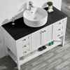Modena Vanity, Glass Countertop, White Vessel Sink, White, 48", Without Mirror