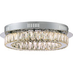 Quoizel - Quoizel PCEM1619C LED Flush Mount, Polished Chrome Finish - Cut to perfection, the Embrace flush mount is a stunning addition to Platinum by Quoizel. The two bands of intricate crystal-glass are separated by a narrow strip of metal finished in the same Polished Chrome as the fixture base. Bulbs Included, Number of Bulbs: 9, Max Wattage: 27.00, Bulb Type: n/a, Power Source: Hardwired