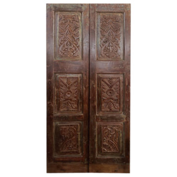Consigned Pair Antique Door, Carved Barn Doors, Closet, Bedroom Sliding Doors