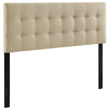 Ergode Emily Button Tufted Linen Fabric Upholstered King Headboard - Sophisticat