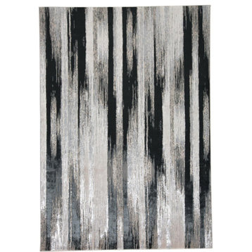 Weave & Wander Orin Rug, Black/Silver, 6'7"x9'6"