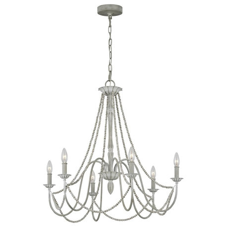 Feiss Maryville 6-Light Chandelier F3240/6WGR, Washed Grey