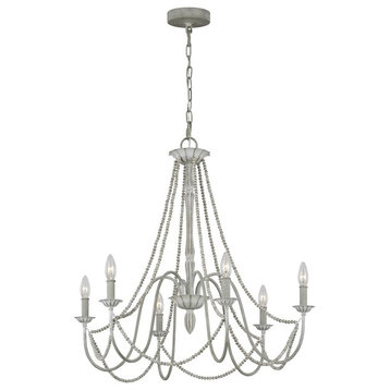 Feiss Maryville 6-Light Chandelier F3240/6WGR, Washed Grey