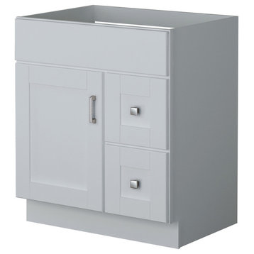 Shaker Hill  Vanity With 2-Drawers, 30", Right Side Facing