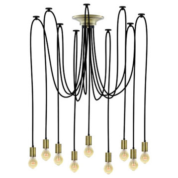 Black And Antique Brass Swag Chandelier