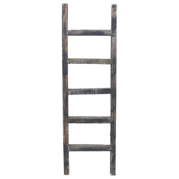 BarnwoodUSA Rustic 4' Wooden Decorative Ladder, 100% Reclaimed Wood, Black