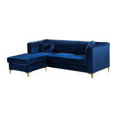 Eliana Velvet 2-Piece Reversible Sectional, Navy