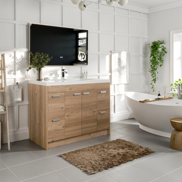 Eviva Lugano 42" Natural Oak Modern Bathroom Vanity