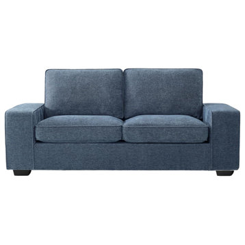 Modern Loveseat, Comfortable Cushioned Seat With Padded Wide Armrests, Blue
