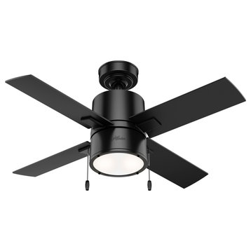 Hunter 42" Beck Matte Black Ceiling Fan With LED Light Kit and Pull Chain