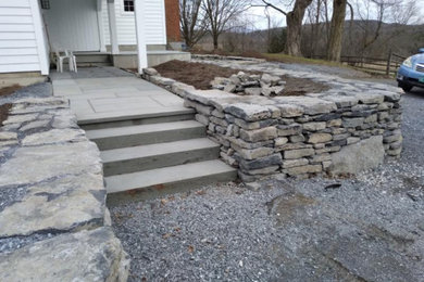 Natural Dry Laid Stone Wall, Steps, Landscape and Patio