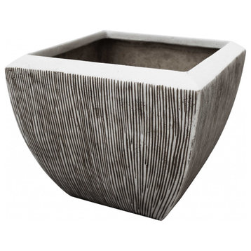 HomeRoots Large Distressed and Ribbed Flower Pot Planter