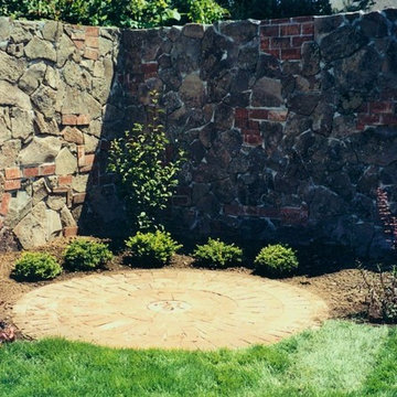 Backyard seating area used for wedding ceremony