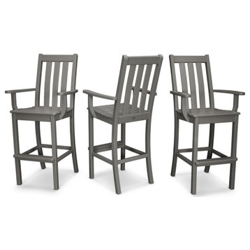 Polywood Vineyard Bar Arm Chair 3-Pack, Slate Gray