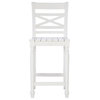 Linon Asher 24.25" Wood Farmhouse Counter Stool with X Back Plank Seat in White