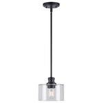 Forte - Forte 2748-01-04 Zane, 1 Light Pendant, Black - The Zane black steel stem hung pendant comes withZane 1 Light Pendant Black Clear Glass *UL Approved: YES Energy Star Qualified: n/a ADA Certified: n/a  *Number of Lights: 1-*Wattage:75w Medium Base bulb(s) *Bulb Included:No *Bulb Type:Medium Base *Finish Type:Black