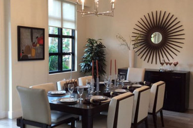 Example of a transitional dining room design in Miami