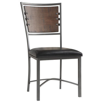 Pemberly Row 19'' Modern Metal/Wood Dining Side Chair in Gray (Set of 2)
