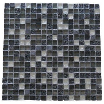 Quartz 0.625 in x 0.625 in Glass and Stone Square Mosaic in Fossil