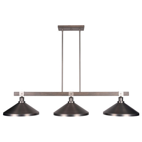 Tacoma 3 Light Bar, Graphite and Painted Wood-look Metal, 14" Graphite Metal
