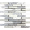 White Carrara Stone Mosaic Tile Crackle Glass Backsplash, 12"x13.75"