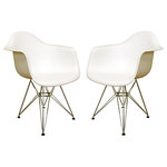 Baxton Studio - Baxton Studio Pascal White Plastic Chair, Set of 2 - The retro simplicity of these classic white accent chairs will instantly enhance the modernity of your room. Each of these contemporary chairs is made from durable molded plastic with an ergonomically-shaped and curved seat. The legs are wooden and include steel hardware in black as well as black plastic tips to protect sensitive flooring. Assembly is required.