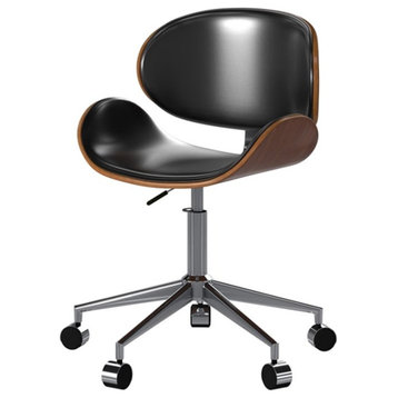 Pemberly Row Modern Faux Leather Task Chair in Walnut