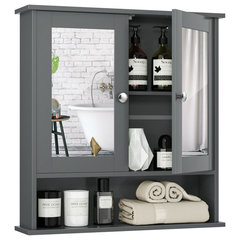 Dover Over Toilet Organizer with Side Shelving, Wall Mounted Bathroom  Storage Cabinet with 2 Doors and Towel Rod