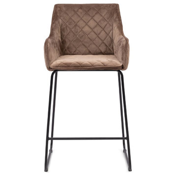 Quilted Velvet Counter Stool | Rivi√®ra Maison Frisco Drive, Brown