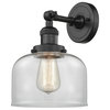 Large Bell 1-Light LED Sconce, Matte Black, Glass: Clear