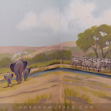 African Safari Wall Mural of Animal Wildlife
