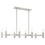Livex Lighting - Livex Lighting 51138-91 Copenhagen - Eight Light Linear Chandelier - Exposed bulb sockets are fixed over black to creatCopenhagen Eight Lig Brushed Nickel *UL Approved: YES Energy Star Qualified: n/a ADA Certified: n/a  *Number of Lights: Lamp: 8-*Wattage:60w Medium Base bulb(s) *Bulb Included:No *Bulb Type:Medium Base *Finish Type:Brushed Nickel