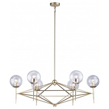Gold Iron Frame With Clear Glass Globe Light Fixture