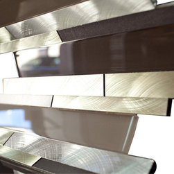 Silver Aliminum, Brown, White and Grey Glass and Matte Black Mosaic Tile Random - Home Accessories & Decor