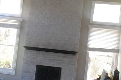 Before & After Whitewashing Brick Fireplace in Green Oaks, IL