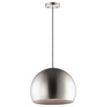 ET2 - Palla 20" LED Pendant, Satin Nickel / Black - Spherical shaped pendants are constructed unibody design. A dramatic two-tone finish is available in your choice of Black/Satin Brass, Dark Gray/Coffee, or Satin Nickle/Black. The LED light source is concealed to reduce glare while providing ample light below.