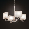 Fusion Tetra 4-Light Chandelier, Rectangle, Brushed Nickel, Weave Shade