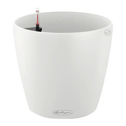 Trend Classico Color 13 in. Dia White Self Watering Plastic Planter - Outdoor Pots And Planters