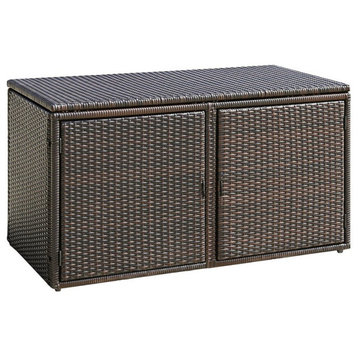 Costway 88-gallon Contemporary Rattan Patio Container Box Bin in Brown