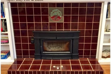 Hand-Crafted Tile install on Fireplace