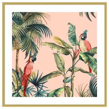 Tropicano II, Parrot, Palm by Eva Watts Framed Wall Art 33 x 33