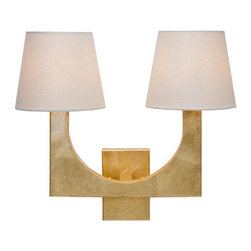 Worlds Away Fritz Gold leafed 2 arm sconce  Lighting - Wall Sconces