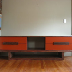Media Console - Walnut & Lacquer - Entertainment Centers And Tv Stands