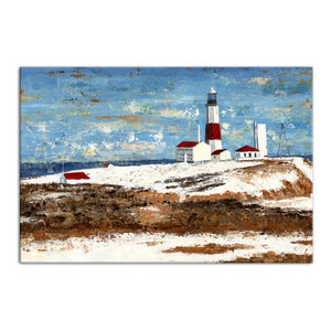 Coastline Lighthouse Canvas Wall Art 36 X24 Beach Style Prints And Posters By Designs Direct