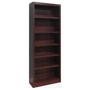 Traditional 84" Tall 6-Shelf Wood Bookcase in Cherry